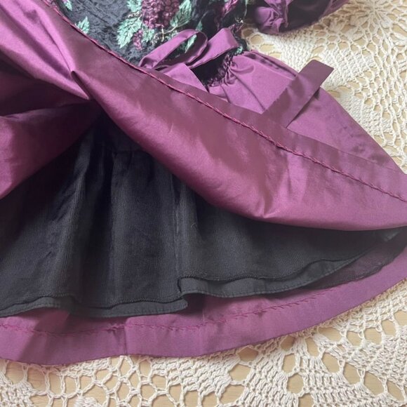 Vintage 1980s Le Maj Girls 4 Years Grape Print Wine Purple Party Dress - Picture 4 of 5
